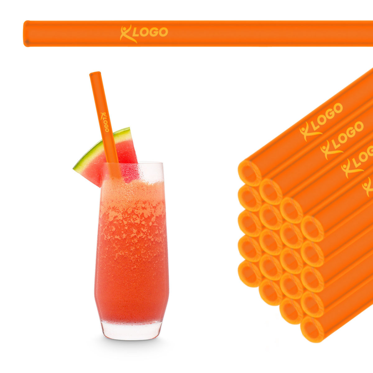 HALM Glastrinkhalme HALM inkl. Gravur 0.9x20 cm (ØxL); neonorange/orange; 50 Stück / Pack