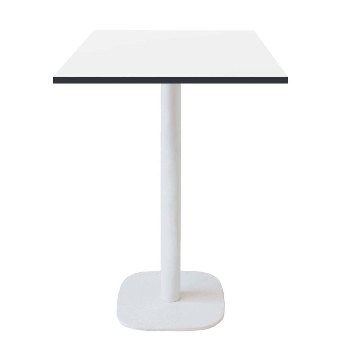 RestooTab Stehtisch Round quadratisch Gestell weiß - Dekor Holz & Uni 60x60x113 cm (LxBxH); Platte weiß/schwarz, Gestell weiß; quadratisch