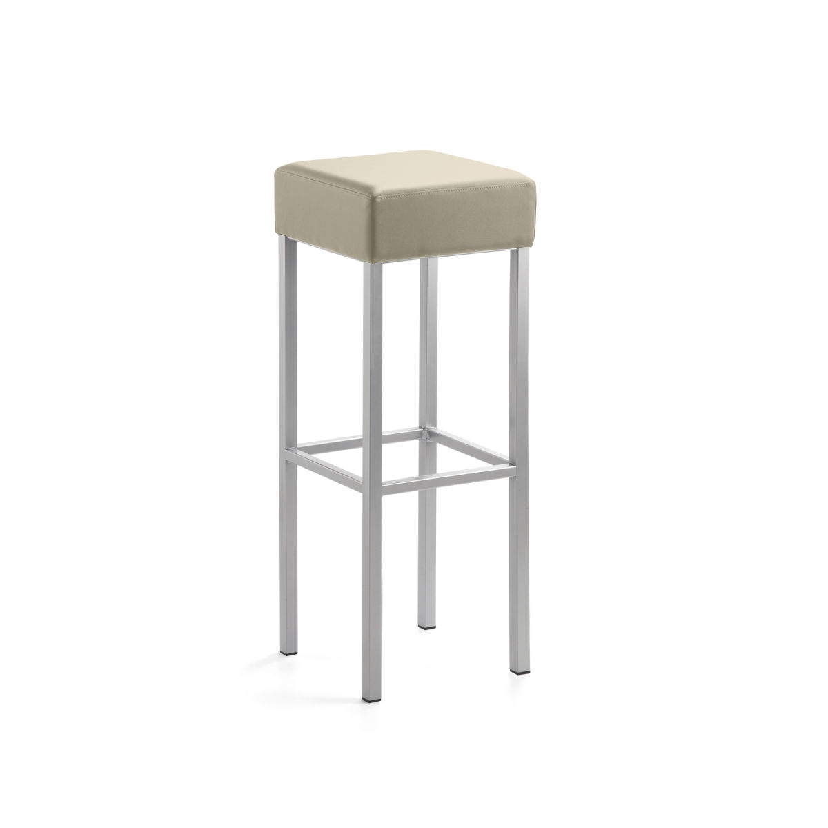 Mayer Sitzmöbel Extra-hoher Barhocker 89 cm, Vierfuß, Mikrofaser in Lederoptik 34x34x92 cm (BxTxH); Sitz taupe, Gestell silber