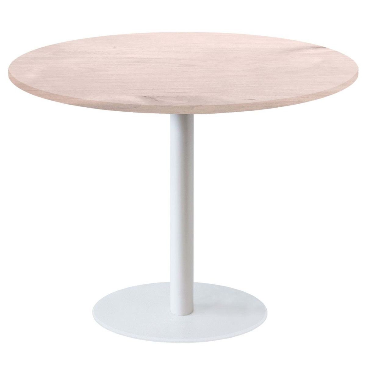 RestooTab Tisch Rome XL rund Gestell weiß - Dekor Holz & Uni 120x120x75x120 cm (LxBxHxØ); birke; Gestell schwarz; rund