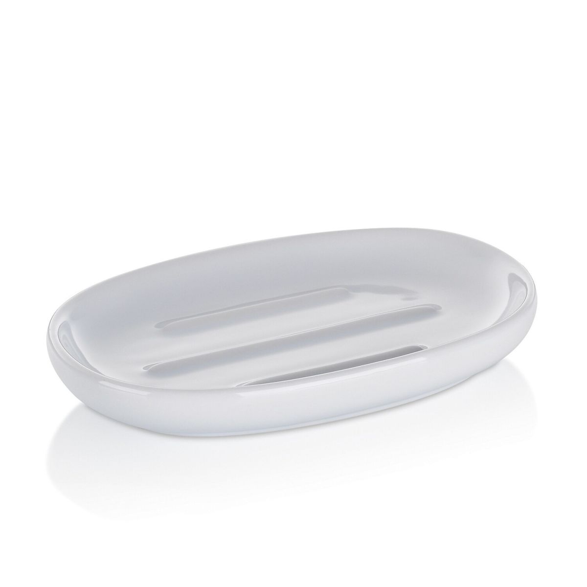 Portasapone Isabella in ceramica kela; 8.5x2x13.5 cm (LxHxP); bianco; ovale