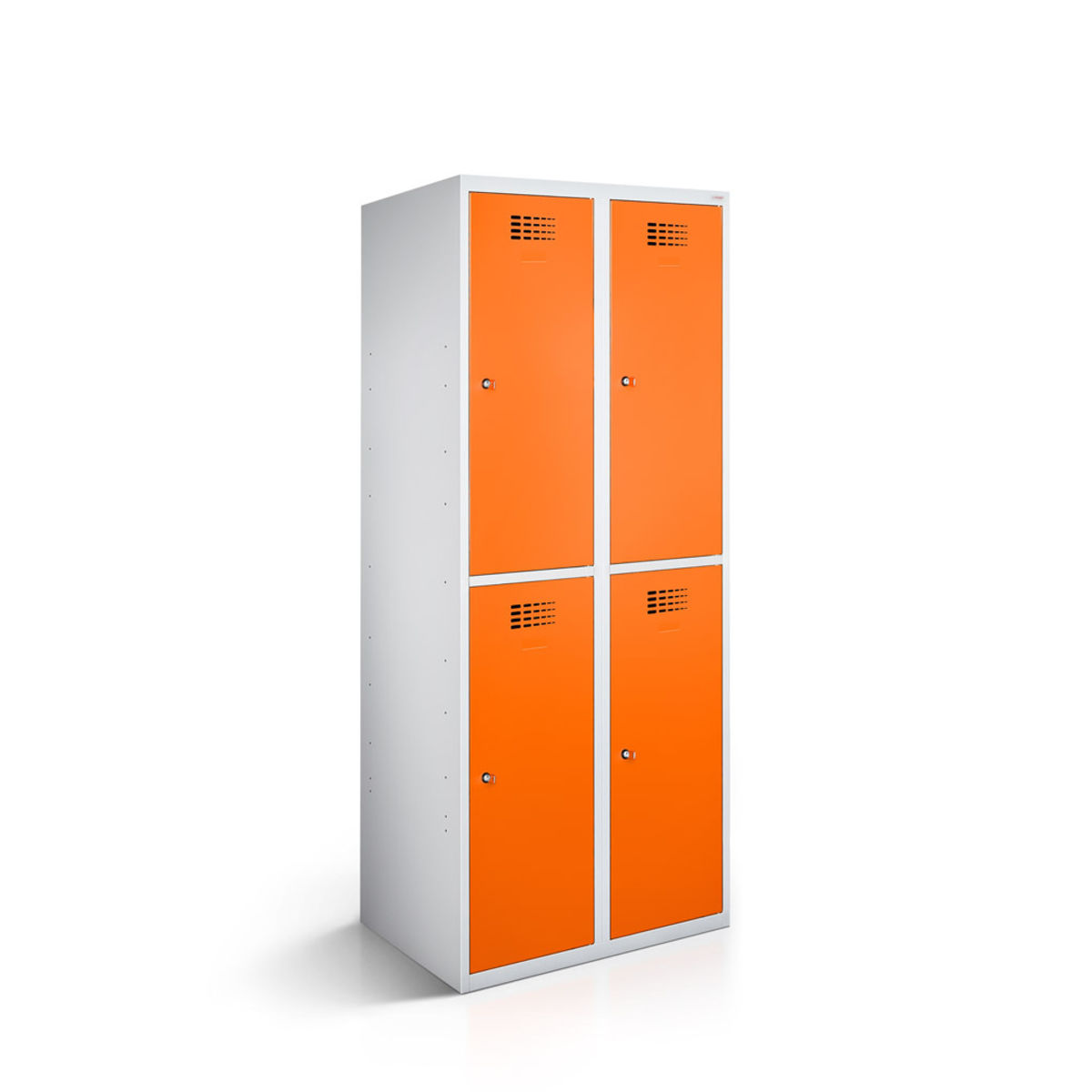 rotstahl Garderobenspind 4 Türen mit lichtgrauem Korpus 80x50x180 cm (BxTxH); orange