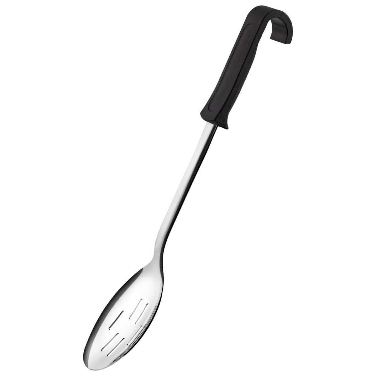 APS Servierlöffel, geschlitzt, Edelstahl, rutschfester Griff (Polypropylen) 34.5 cm (L); schwarz/silber