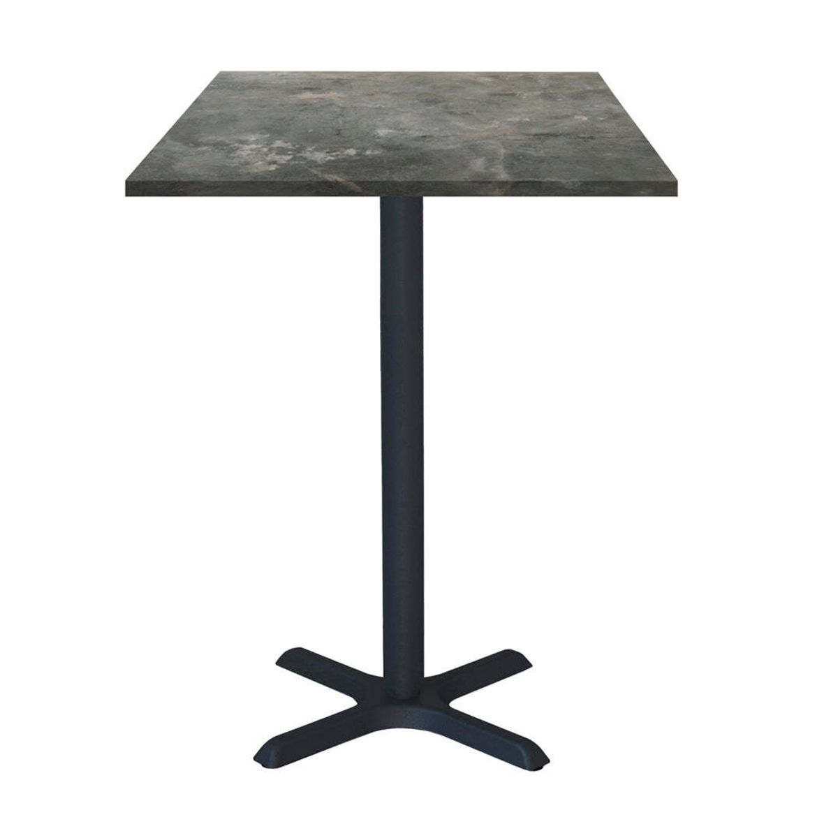 RestooTab Stehtisch Dina quadratisch - Dekor Stein 60x60x112 cm (LxBxH); Platte graublau, Gestell schwarz; quadratisch