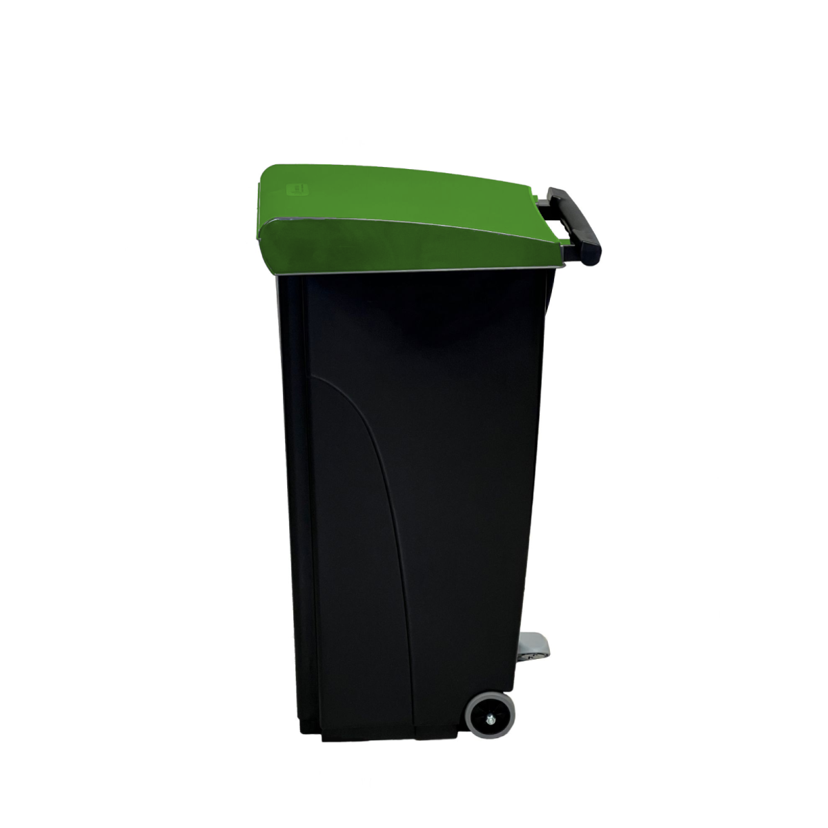QUATRO Platzsparender Abfalleimer mit Pedal 70 l, 43x81x32 cm (BxHxT); schwarz/grün; rechteckig