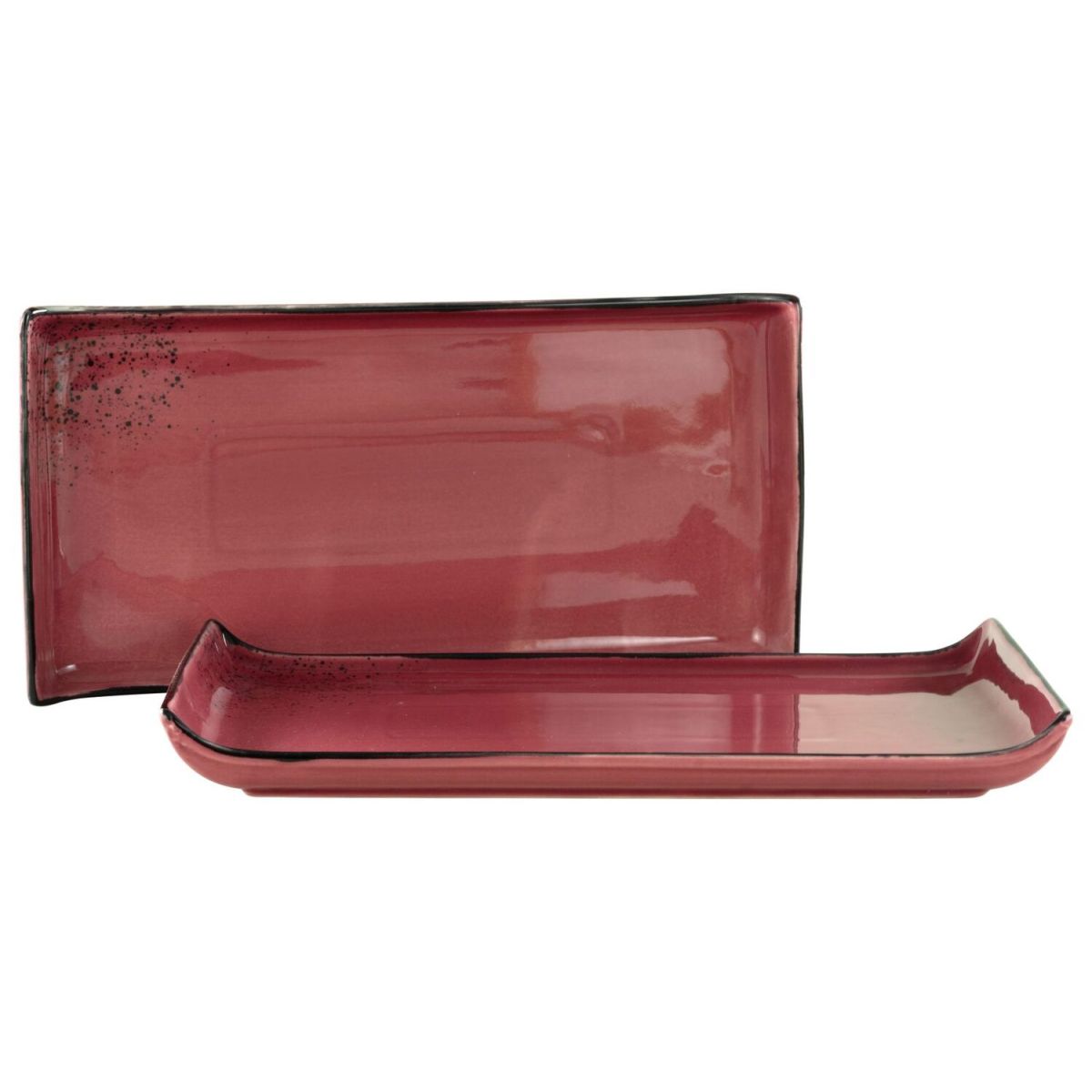 CreaTable Nature Collection - BBQ Platte 2-tlg 33x16.5x3.5 cm (LxBxH); dunkelrot; rechteckig; 2 Stück / Pack