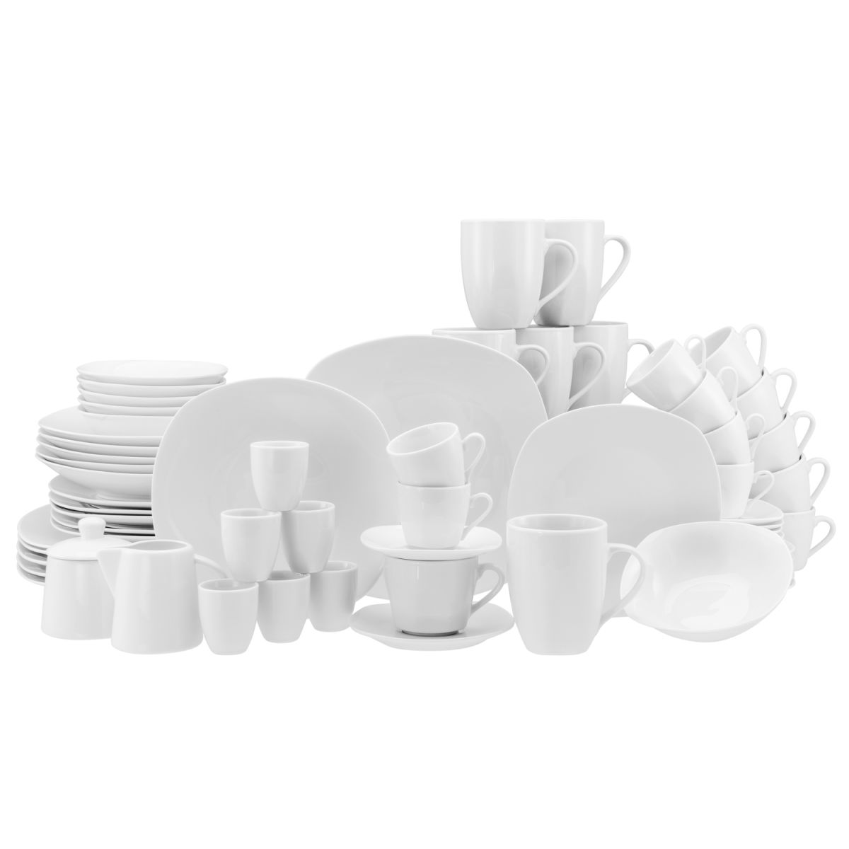 CreaTable Square Weiss - Kombiservice 62-tlg weiß