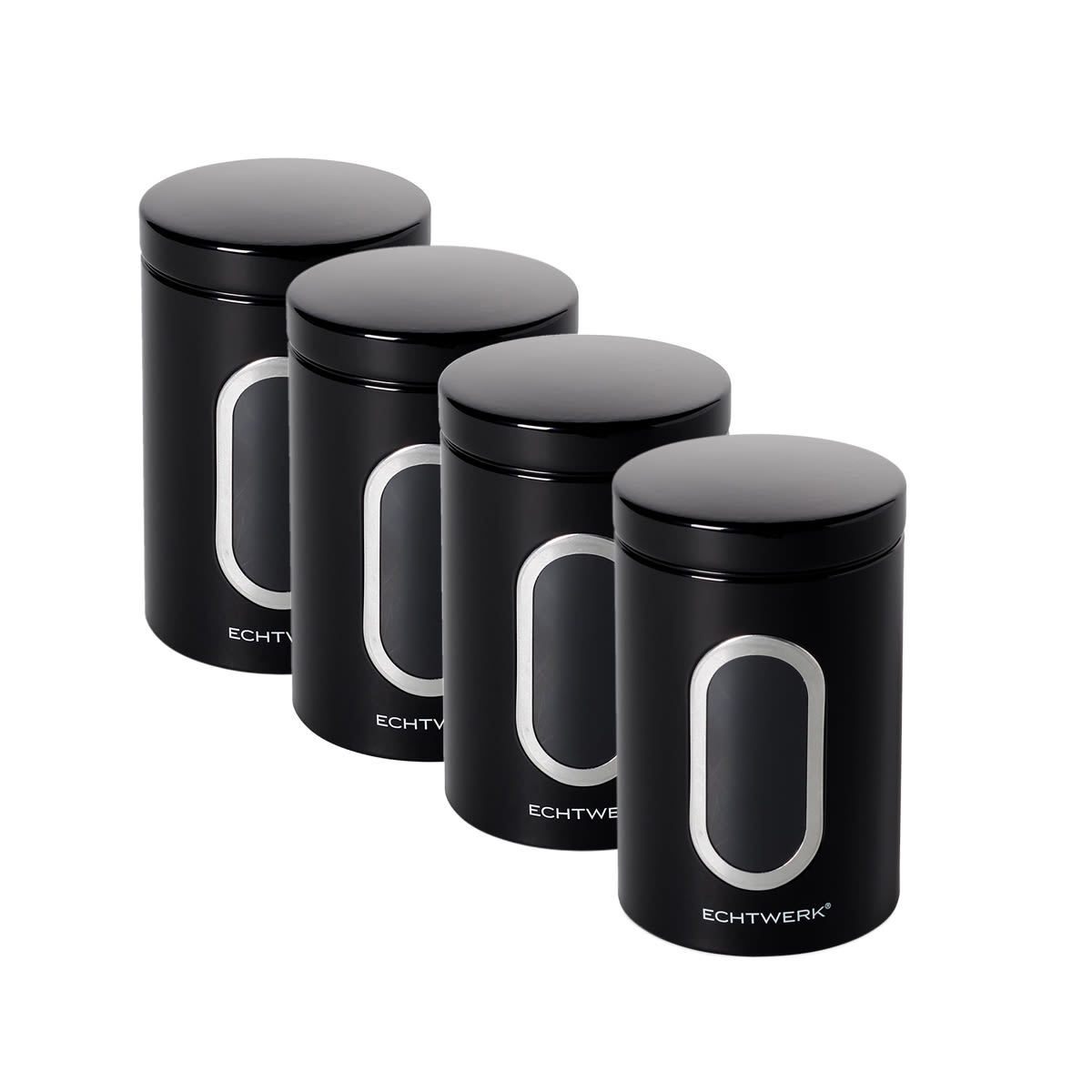ECHTWERK Vorratsdosen 1.4 l, 18x11x18 cm (LxBxH); schwarz; zylinderförmig; 4 Stück / Pack