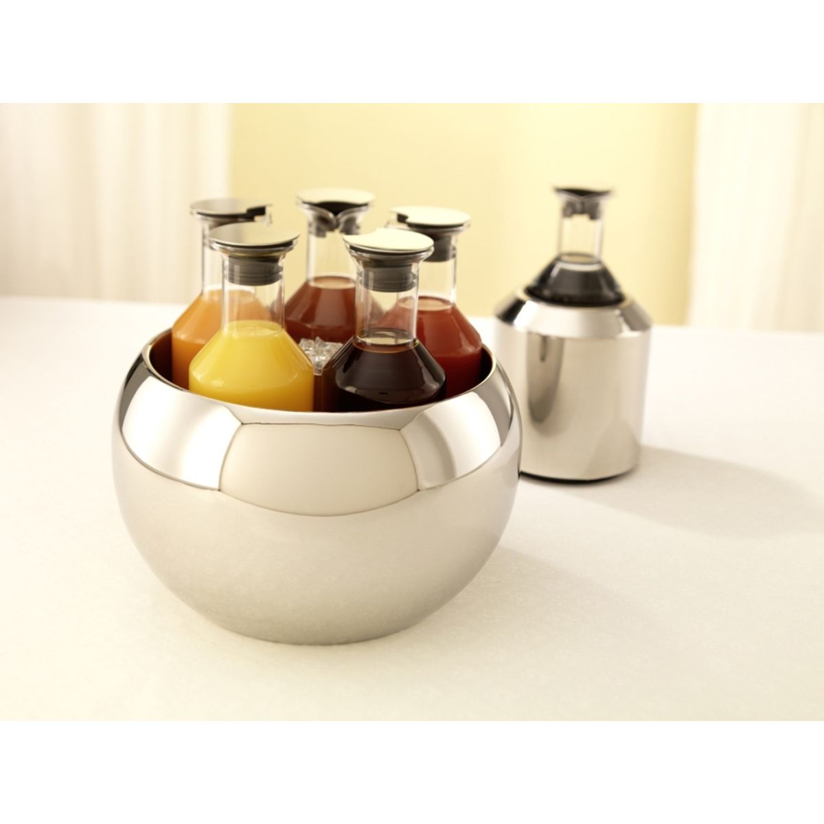 Frilich Getränke-Set Quintet Glas, Edelstahl poliert 6-teilig 5 l, 35x33 cm (ØxH); silber/transparent