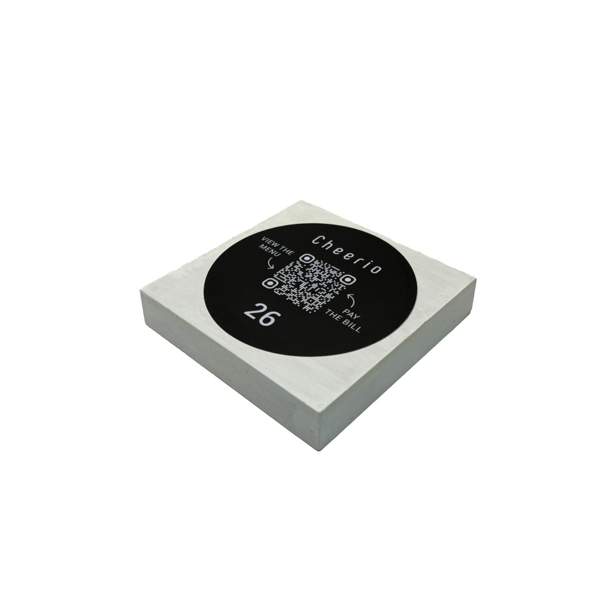 PRODUCTMATE Tischaufsteller liegend gerade mit QR-Code Aufkleber matt 11x11 cm (BxH); ahorn/weiß; 25 Stück / Pack