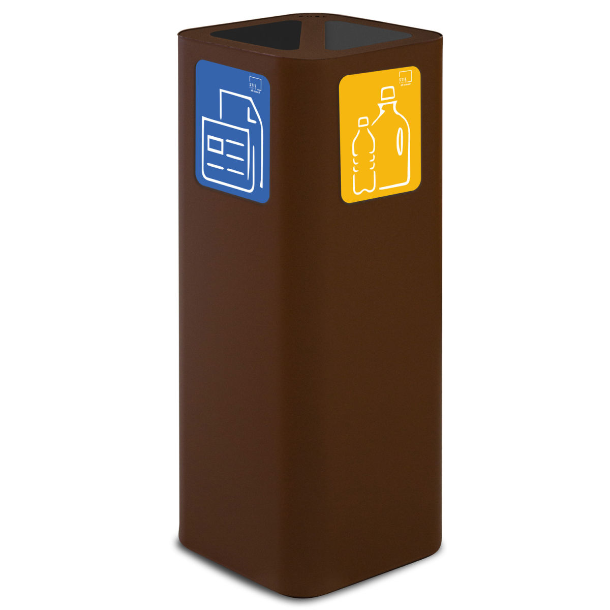 STIL CASA Stil Casa PURE Abfallsammelbehälter aus lackiertem Stahl, Deckel mit zwei Fächern, Magnetpiktogramm-Kit, Corten. 60 l, 31.2x31.2x82.5 cm (LxBxH); rostbraun; rechteckig