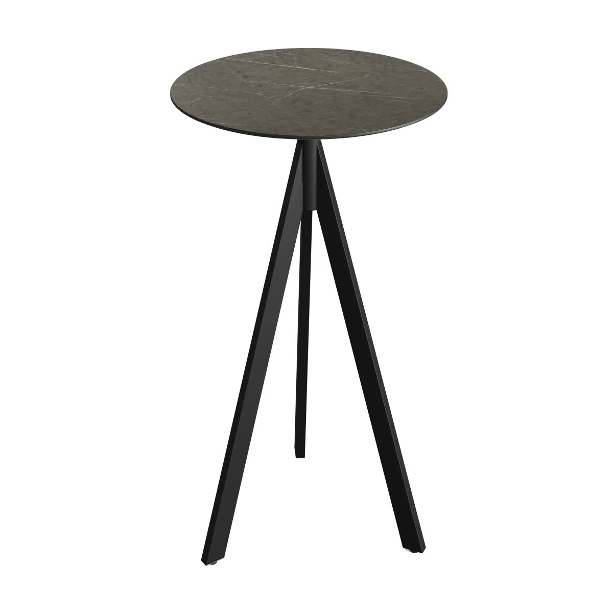 Tavolo alto Infinity Tripod telaio + HPL Ø70 cm Feros; 110x70 cm (HxØ); nero/marrone; rotonda