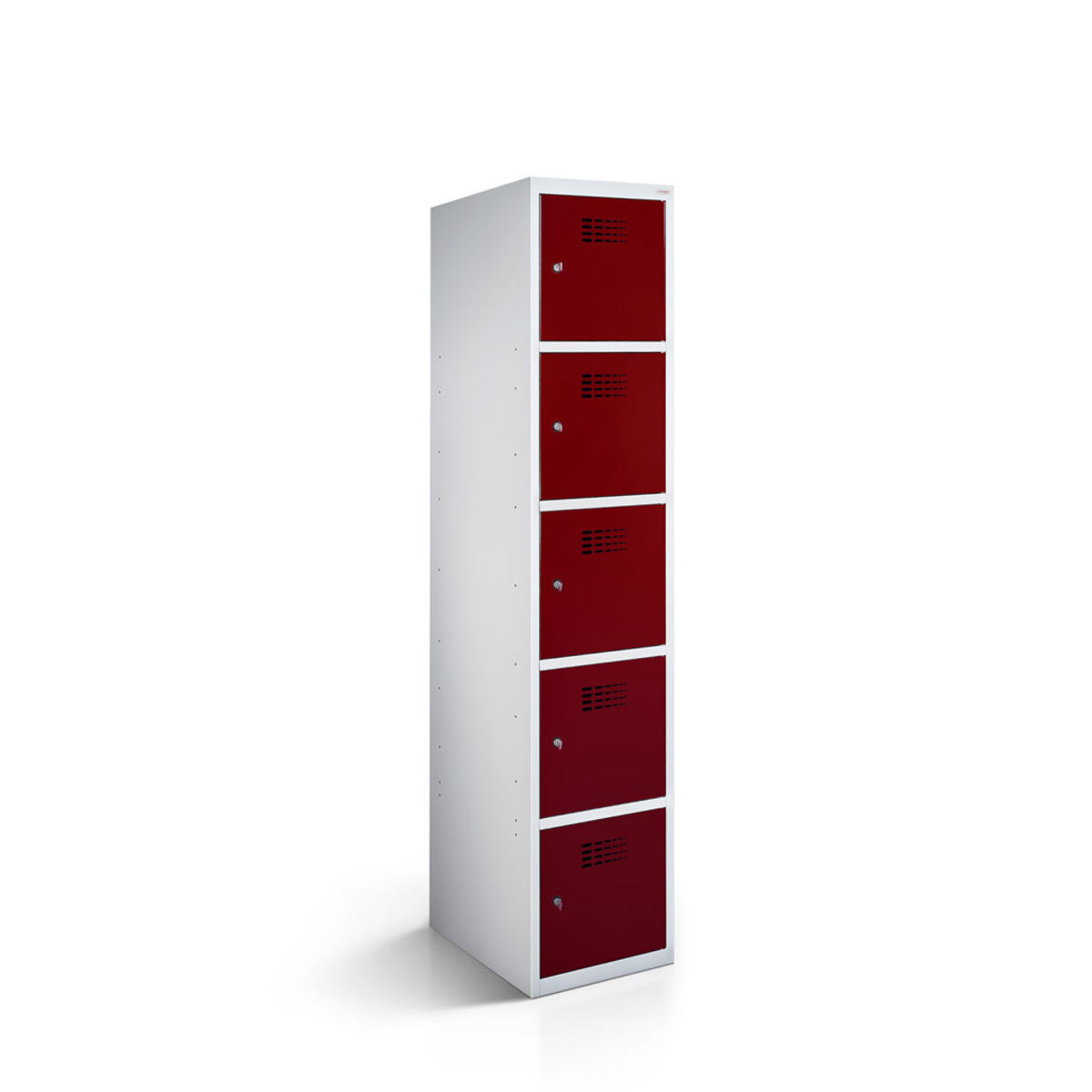 rotstahl Fächerschrank 5 Fächer mit lichtgrauem Korpus 40x50x180 cm (BxTxH); bordeaux