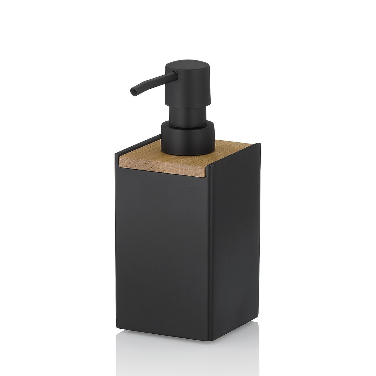 Dispenser per sapone Cube in poliresina kela; 7x17.5 cm (LxH); nero; rettangolare