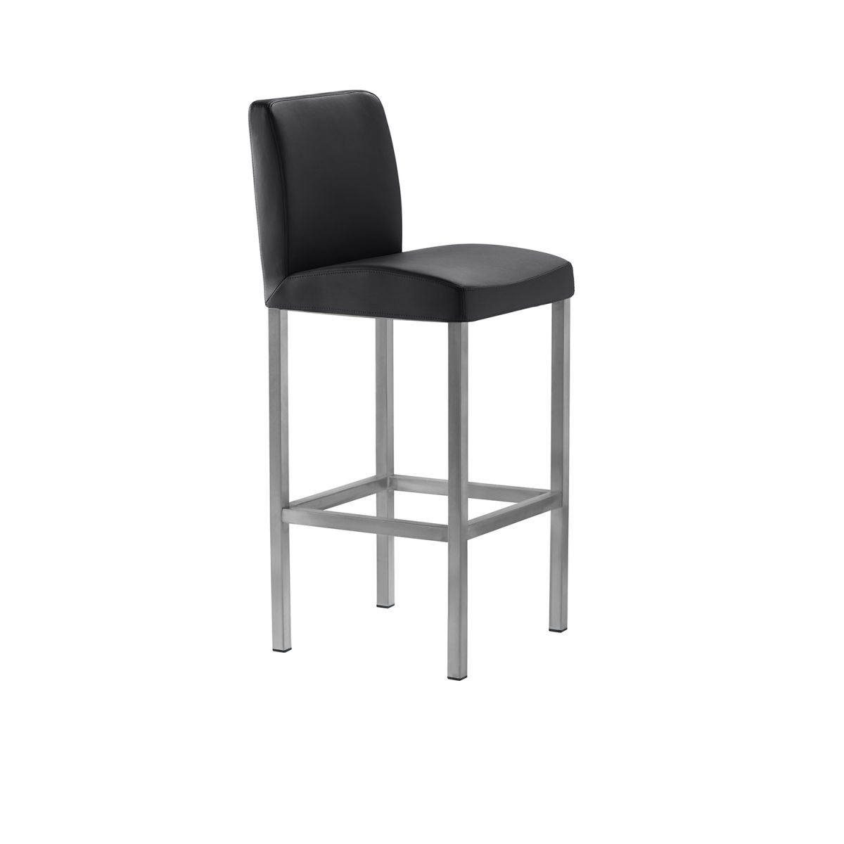 Mayer Sitzmöbel Barhocker Barstuhl, Vierfuß, Mikrofaser in Lederoptik, bis 150 kg 40x45x94 cm (BxTxH); Sitz schwarz, Gestell silber