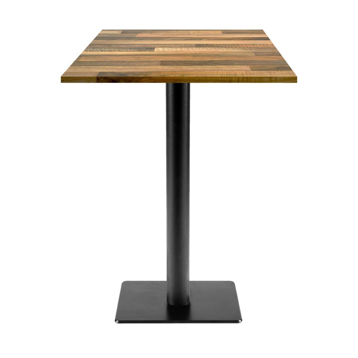 RestooTab Stehtisch Milan T quadratisch - Dekor Holz 60x60x113 cm (LxBxH); Platte eiche/dunkelbraun, Gestell schwarz; quadratisch