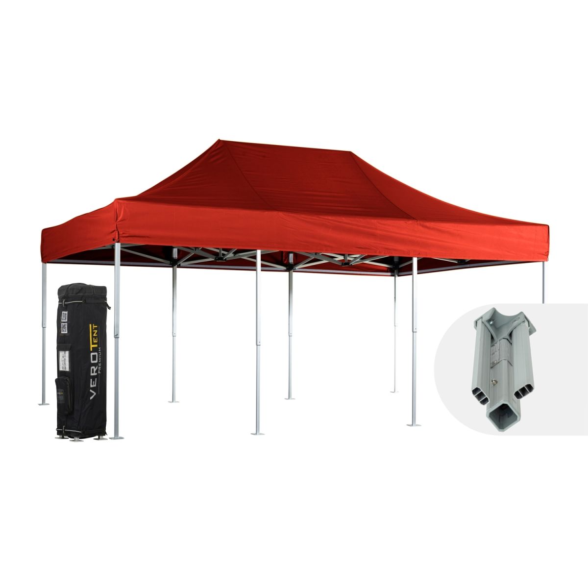 VeroTENT VeroTENT Faltpavillon 4x6m Classic mit Dach 8 Standbeine 400x600x400 cm (LxBxH); rot