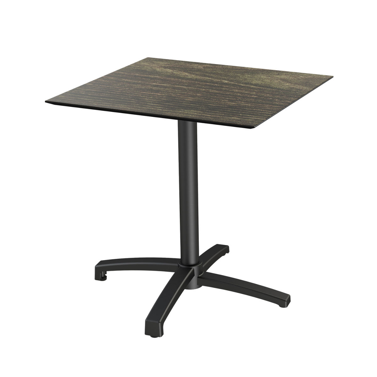 Feros Terrassentisch X Cross Schwarz Gestell + HPL quadratisch 74 cm (H); dunkelbraun; quadratisch