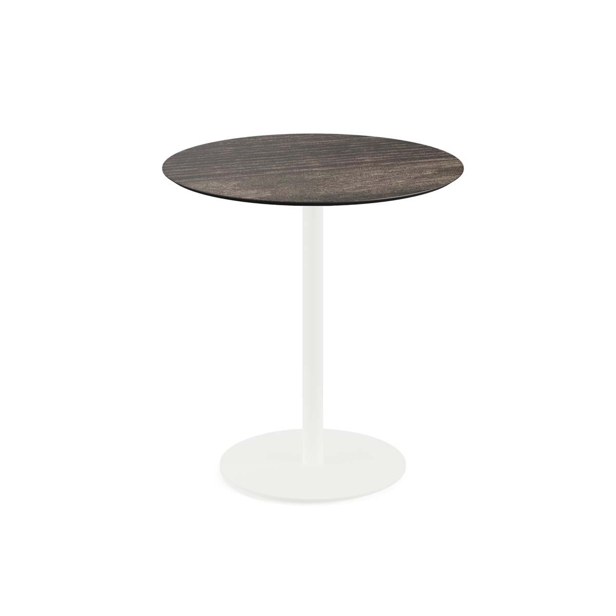 Feros Terrassentisch Urban Weiß Gestell + HPL rund 73.2x70 cm (HxØ); dunkelbraun; rund