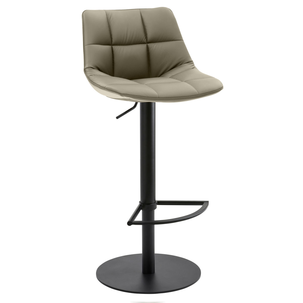 Mayer Sitzmöbel Barhocker höhenverstellbar Rautensteppung, Mikrofaser in Lederoptik 48x49x79.5 cm (BxTxH); Sitz taupe, Gestell schwarz
