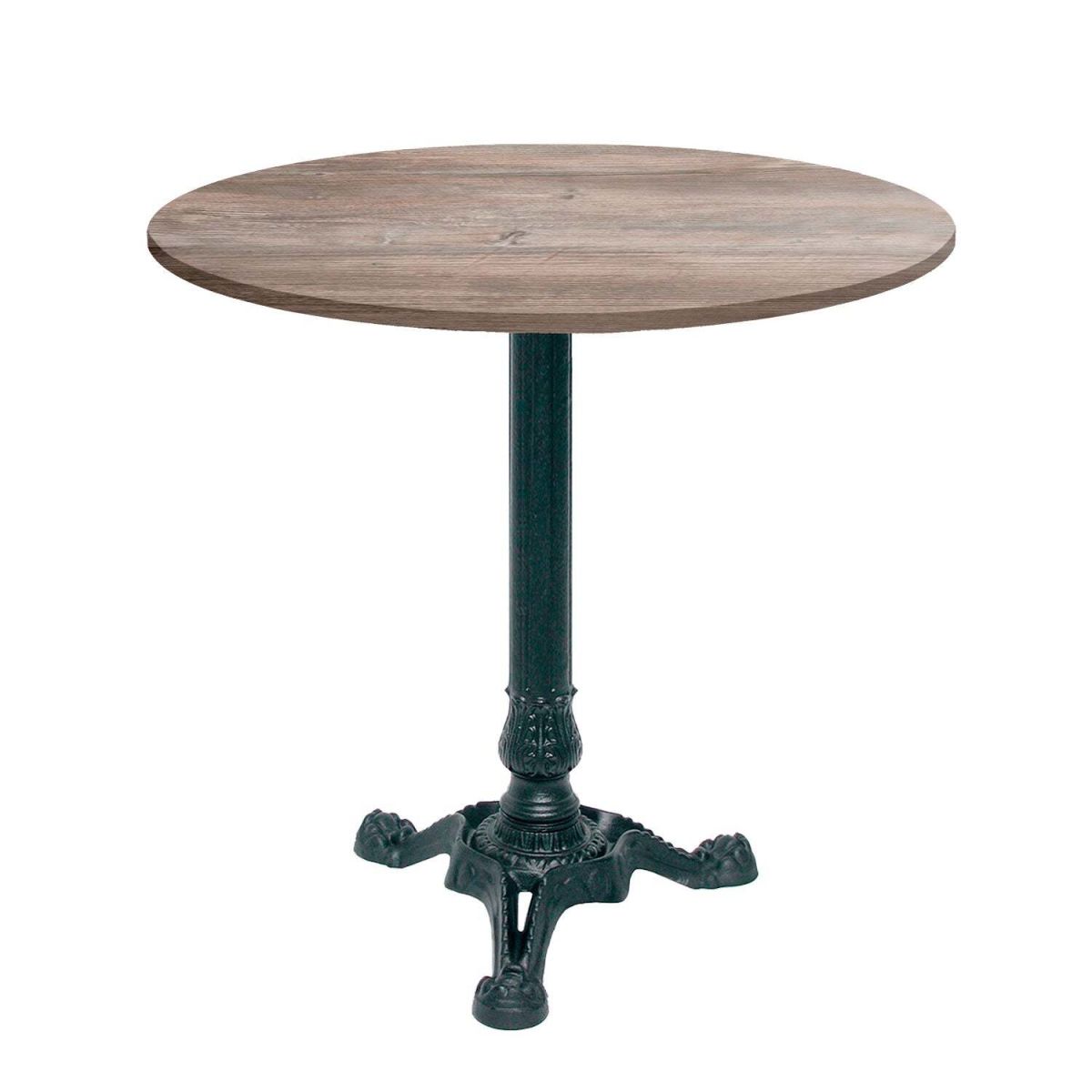 RestooTab Tisch Bistrot rund - Dekor Stein & Holz 70x70x75x70 cm (LxBxHxØ); eiche/grau; Gestell schwarz; rund