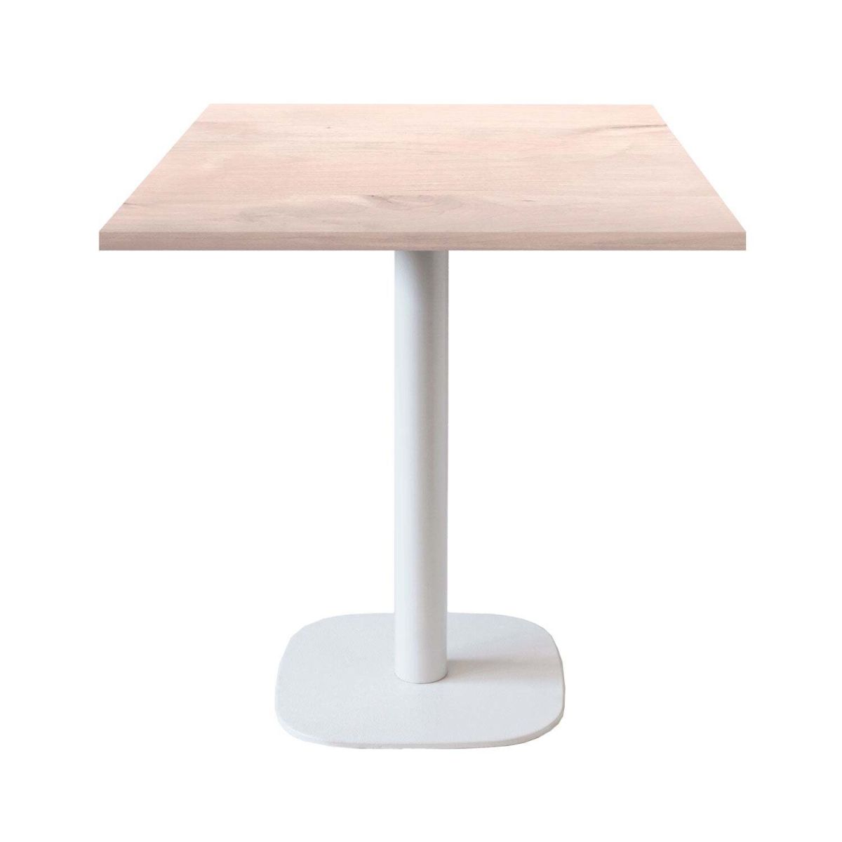 RestooTab Tisch Round quadratisch Gestell weiß - Dekor Holz & Uni 70x70x75 cm (LxBxH); Platte birke, Gestell weiß; quadratisch
