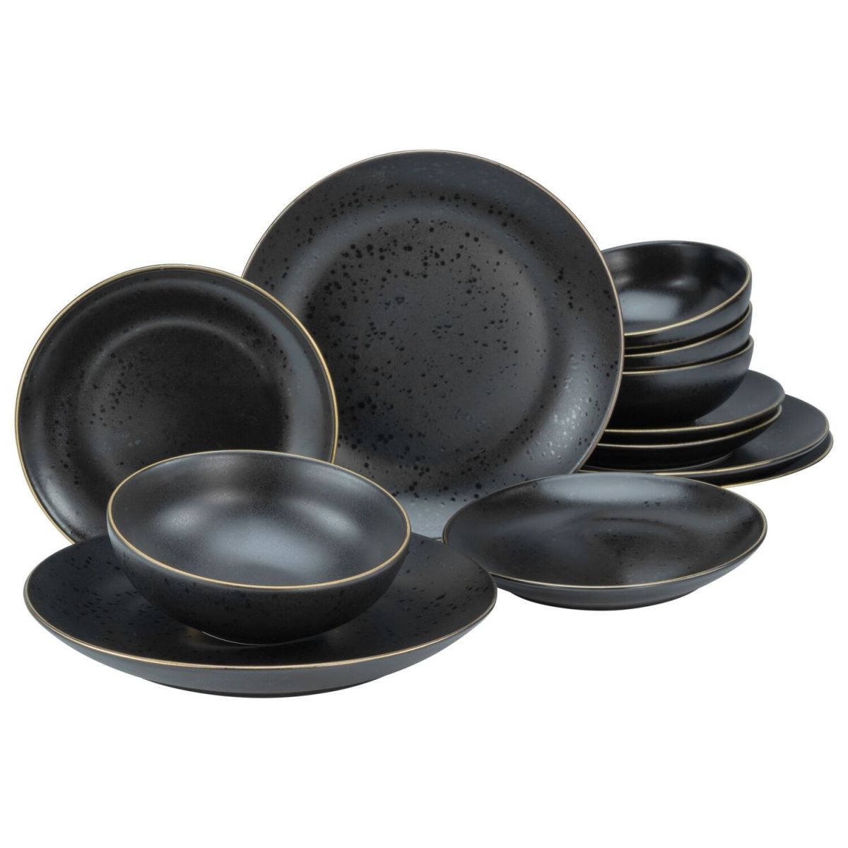 CreaTable Industrial Gold black - Tellerset 12-tlg schwarz