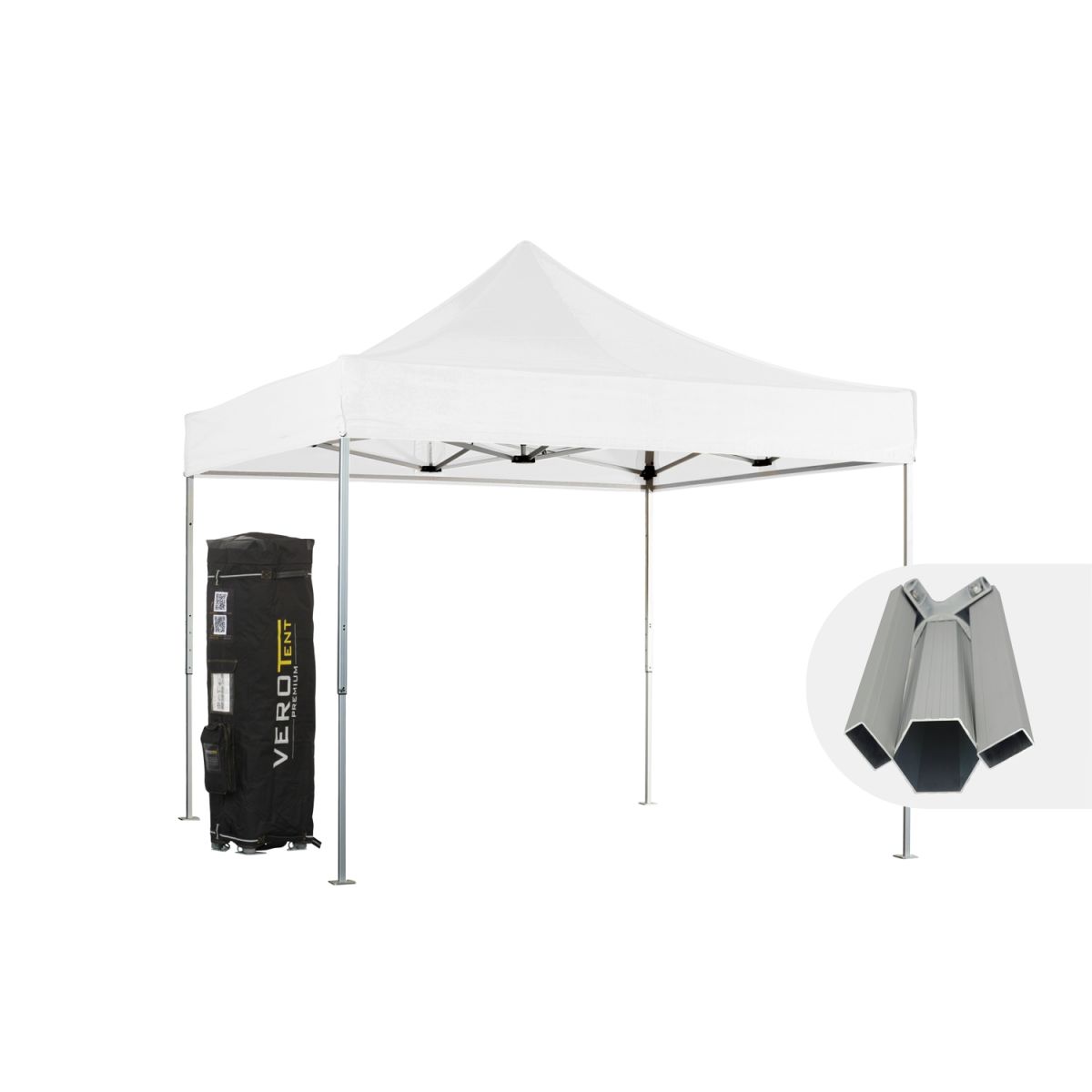 VeroTENT VeroTENT Faltpavillon 3x3m Budget50 mit Dach 300x300x330 cm (LxBxH); weiß