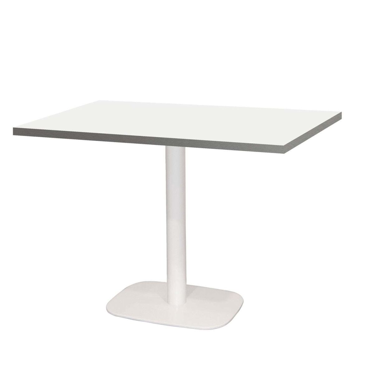 RestooTab Tisch Round rechteckig Gestell weiß - Dekor Holz & Uni 120x70x75 cm (LxBxH); Platte weiß, Gestell weiß; rechteckig