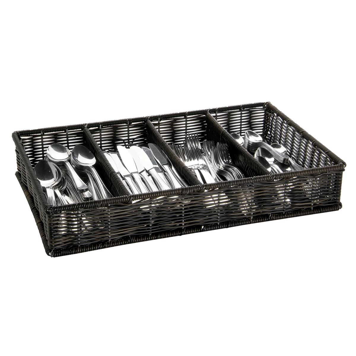 APS GN 1/1 Besteckbehälter GN LINE, Polypropylen mit Edelstahldraht; GN 1/1, 53x32.5x9 cm (LxBxT); schwarz