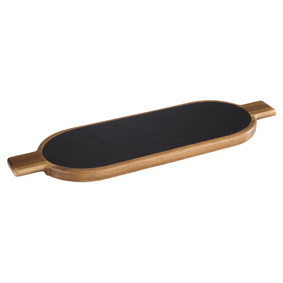 APS Servierbrett FUSIONA, Akazienholz/Naturschiefer; 50x15x2 cm (LxBxH); braun/schwarz; oval