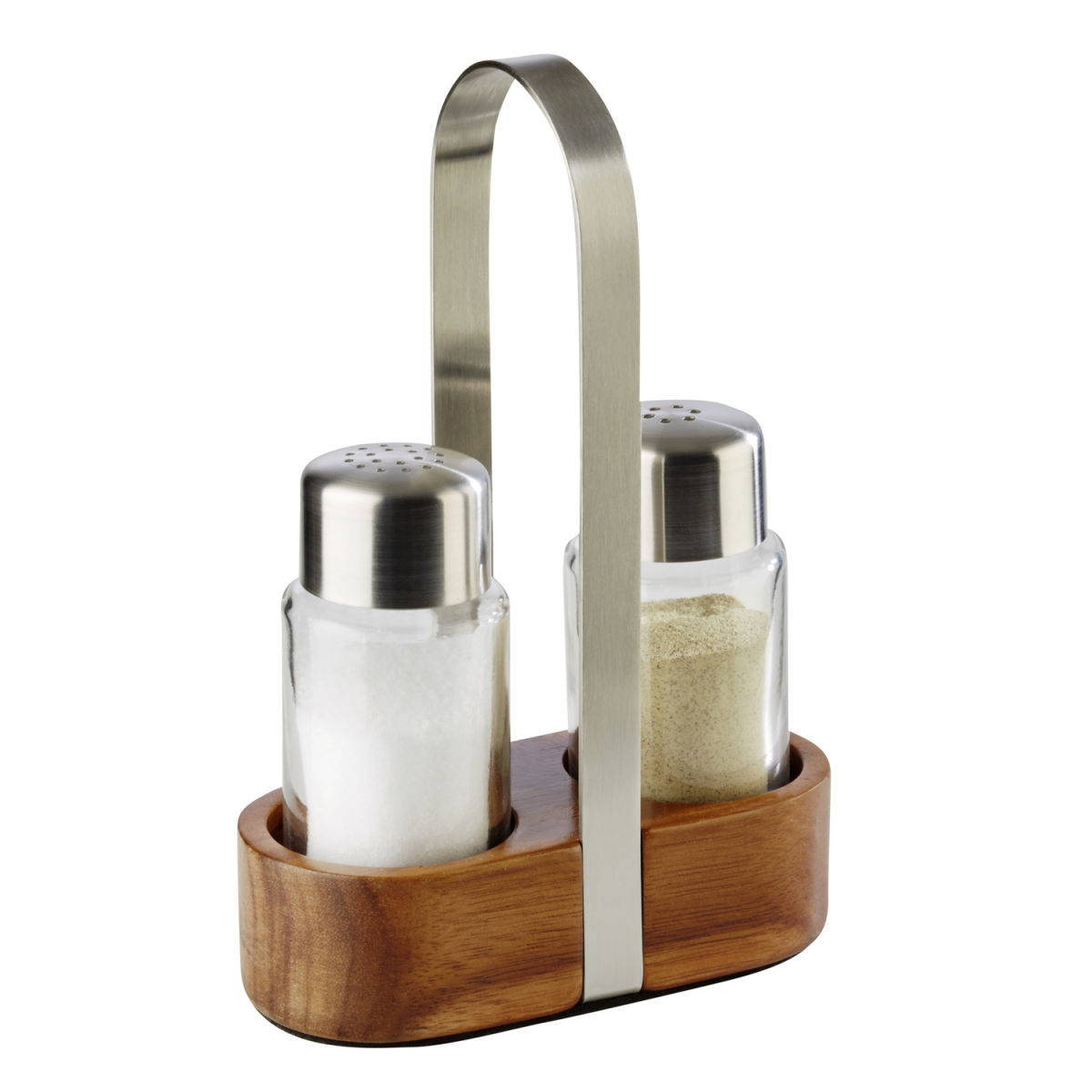 APS Kryddställ peppar- och salt WOOD; 5.5x17 cm (BxH); Brun/Silverfärg