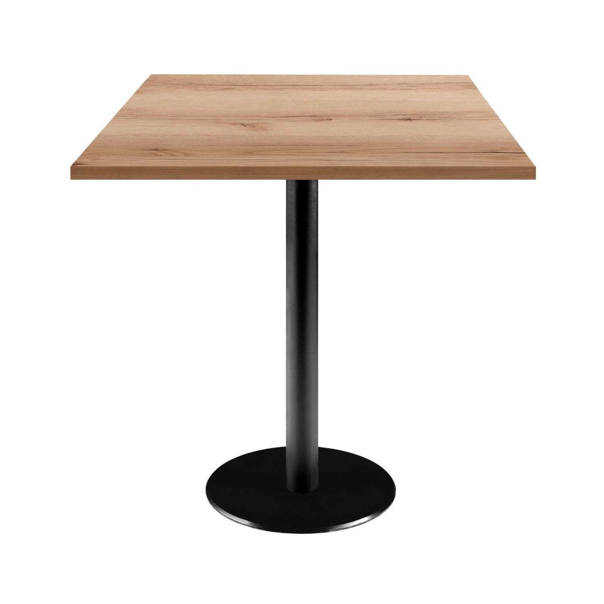 RestooTab Tisch Rome quadratisch - Dekor Holz 70x70x75 cm (LxBxH); Platte eiche/natur, Gestell schwarz; quadratisch