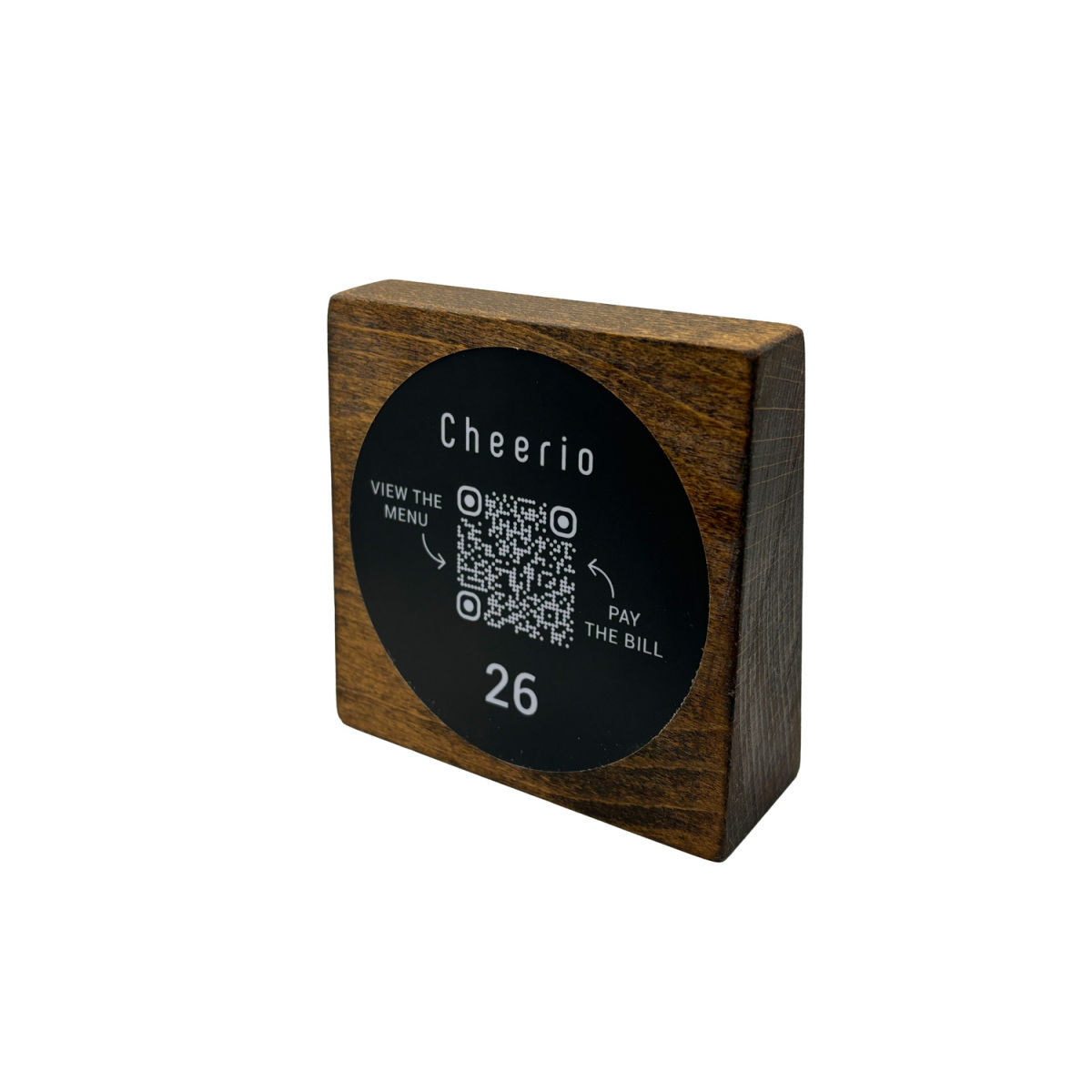 PRODUCTMATE Tischaufsteller stehend mit QR-Code Aufkleber matt 8.5x8.5 cm (BxH); buche/dunkelbraun; 25 Stück / Pack