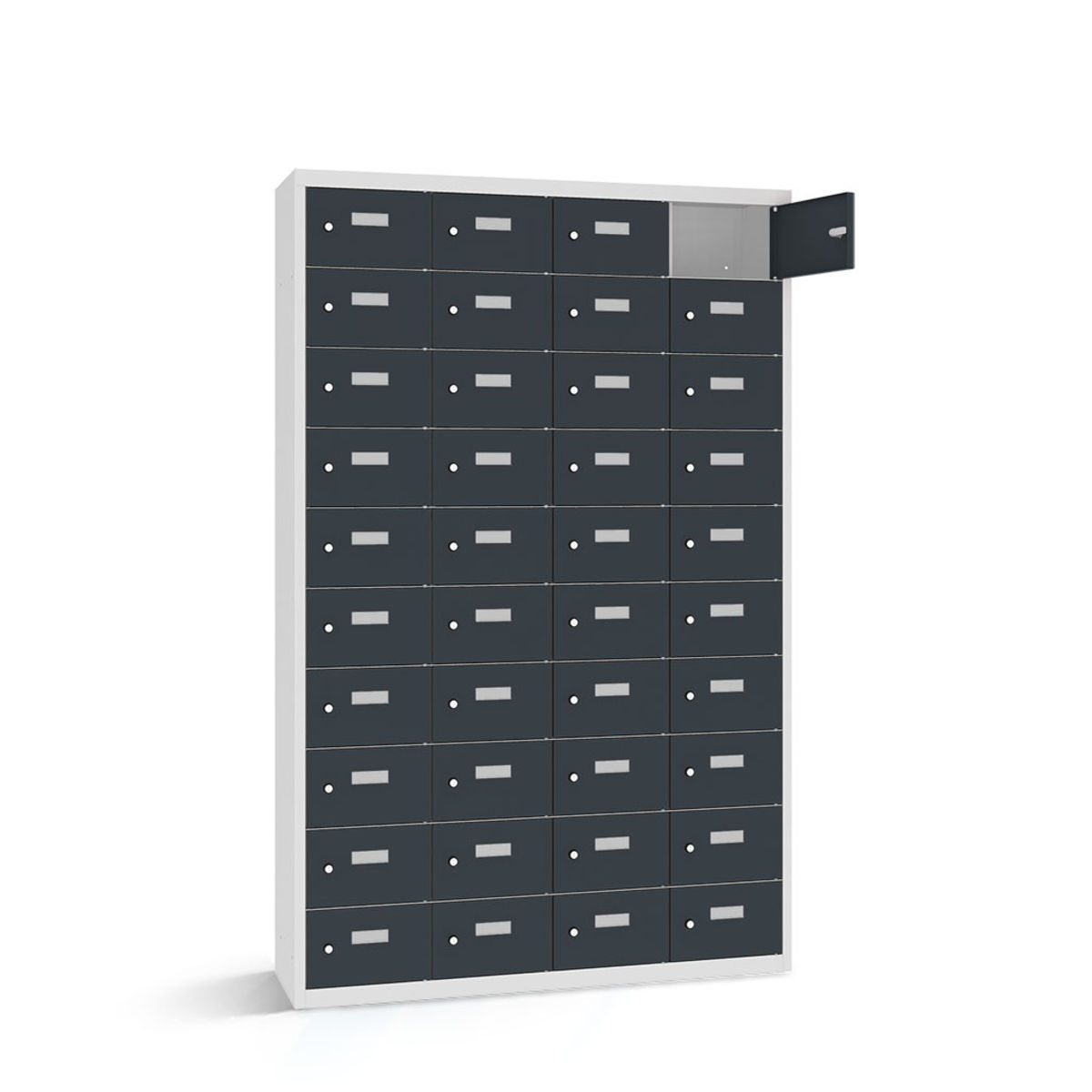 rotstahl Wertfachschrank 40 Fächer mit lichtgrauem Korpus 115x50x180 cm (BxTxH); anthrazit