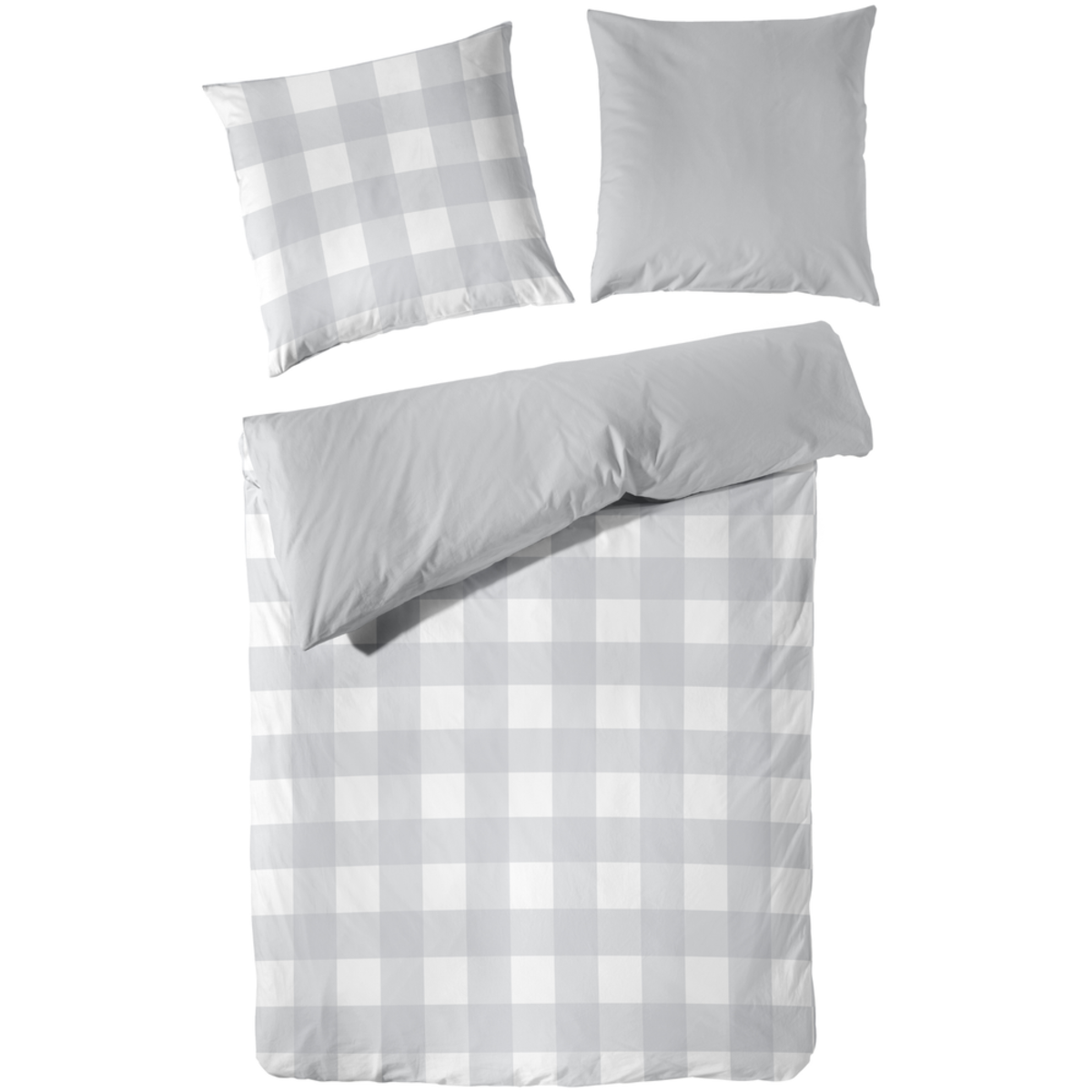 Decoper Perkal Bettwäsche Set; 240x220 cm (BxL), 80x80 cm (LxB); grau