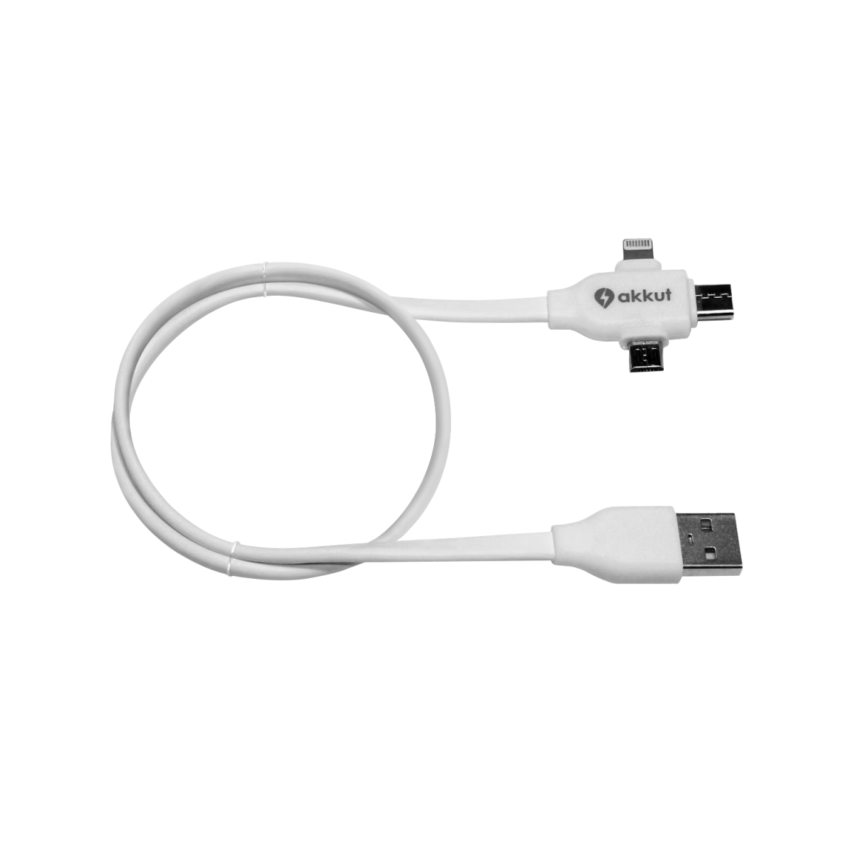 akkut 5 Stk. Ladekabel 3in1 40cm weiß; 5 Stück / Pack