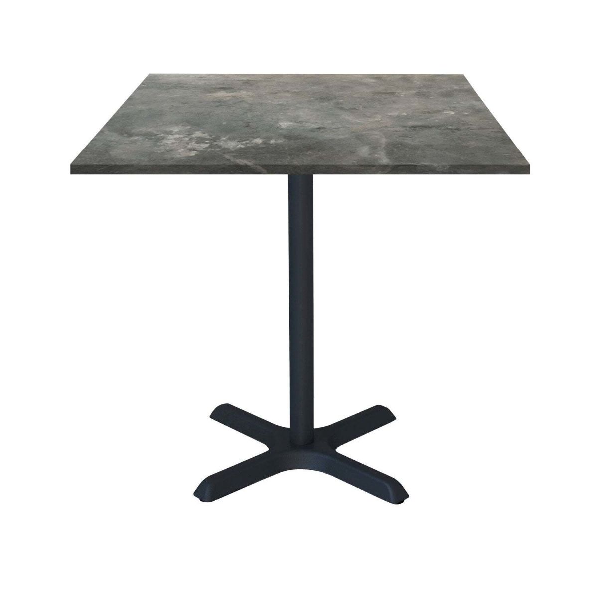 RestooTab Tisch Dina quadratisch - Dekor Stein 70x70x74 cm (LxBxH); Platte graublau, Gestell schwarz; quadratisch
