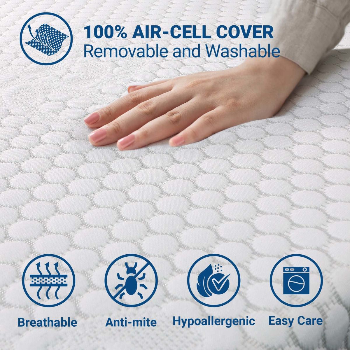 The White Stone Topper Memory Foam für Doppelbett; 140x200x6 cm (BxLxH); weiß; H2-medium