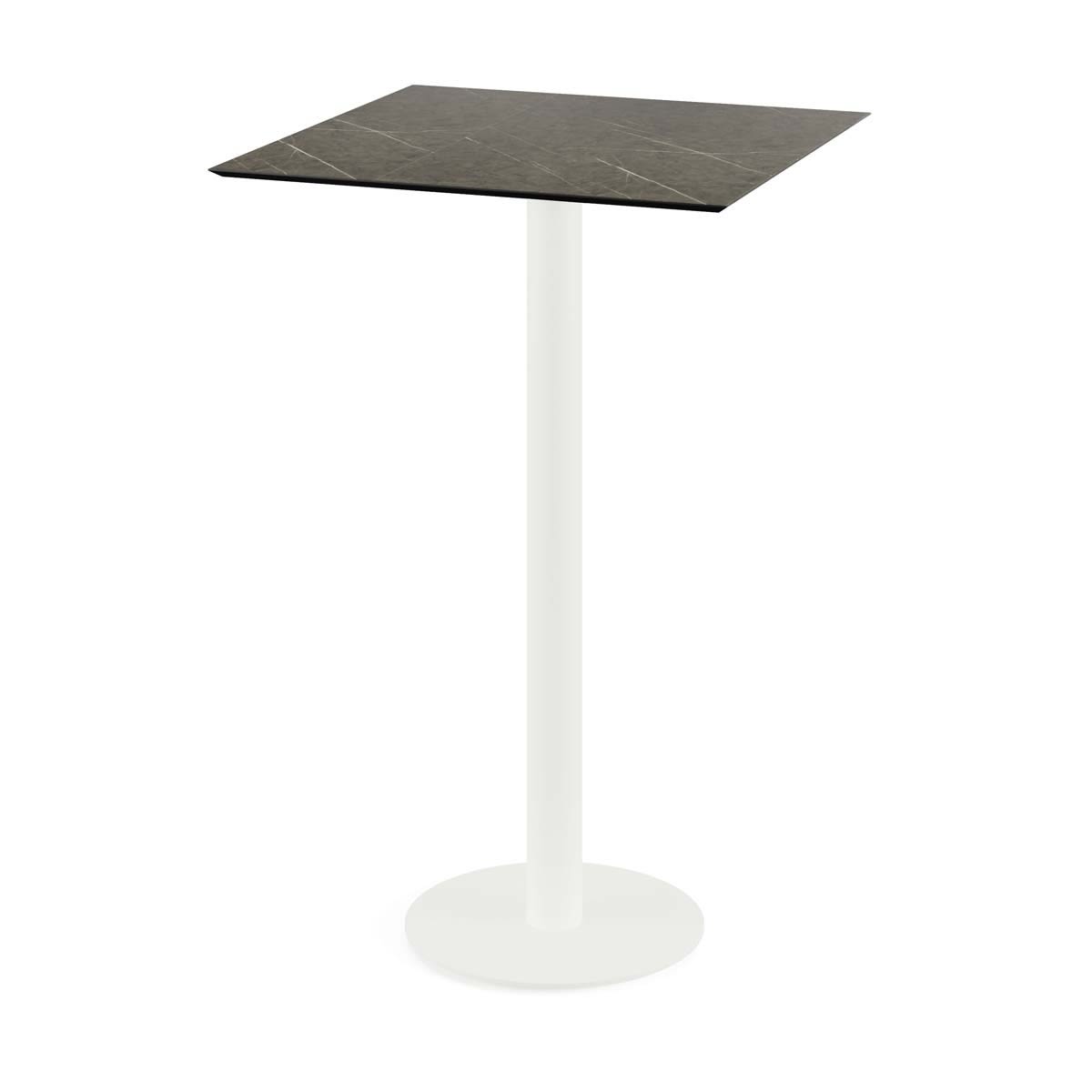 Feros Urban Stehtisch Weiß Gestell + HPL quadratisch 70x70x109.2 cm (LxBxH); braun; quadratisch