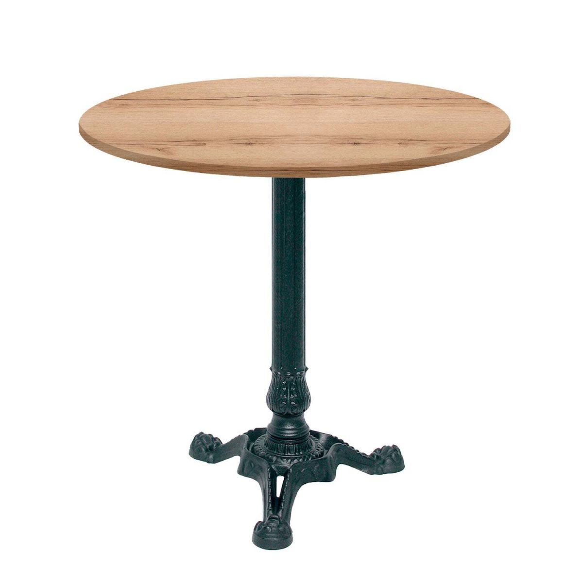 RestooTab Tisch Bistrot rund - Dekor Stein & Holz 70x70x75x70 cm (LxBxHxØ); eiche/natur; Gestell schwarz; rund