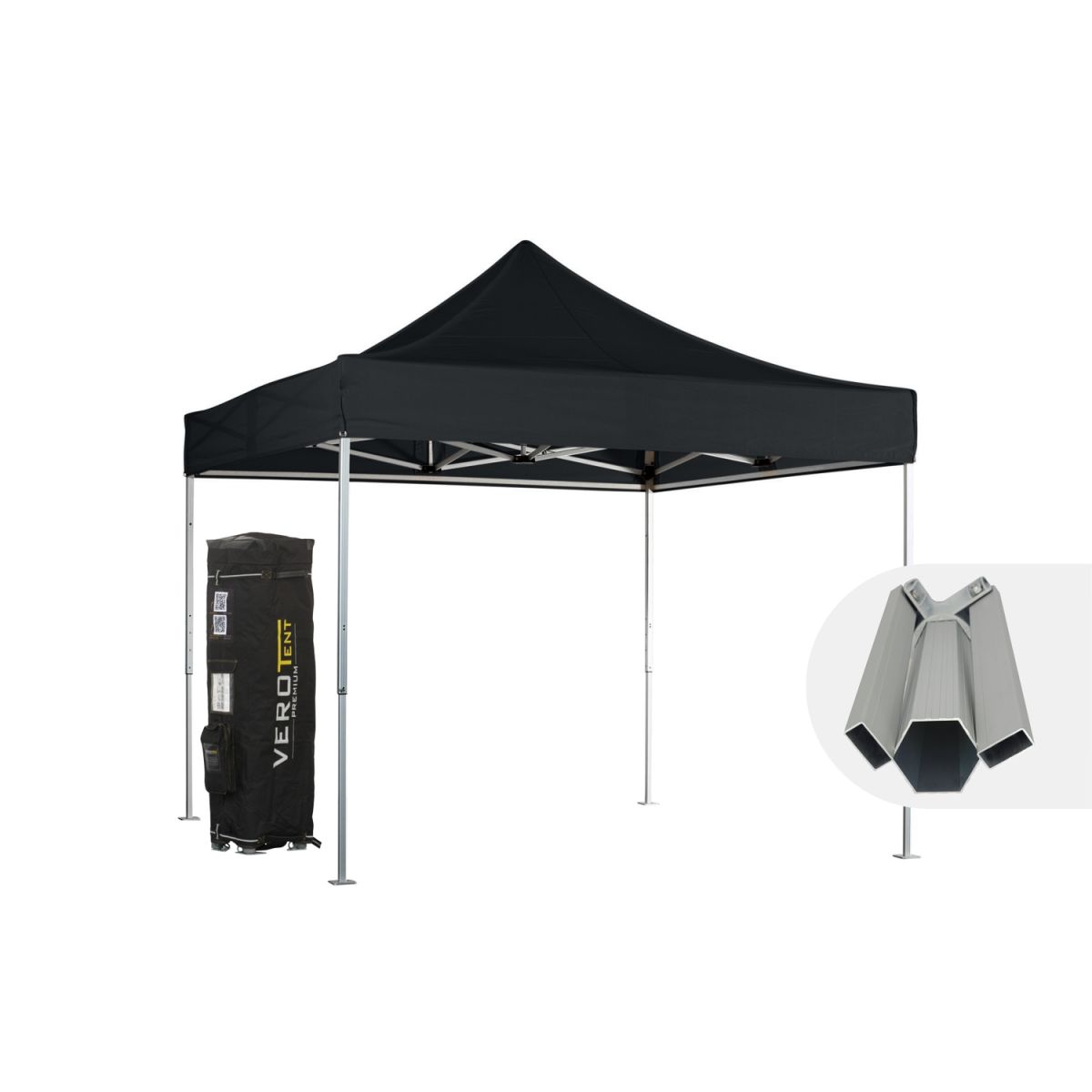 VeroTENT VeroTENT Faltpavillon 3x3m Budget50 mit Dach 300x300x330 cm (LxBxH); schwarz