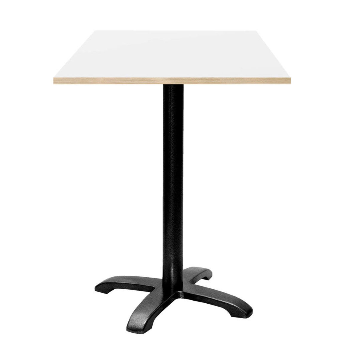 RestooTab Stehtisch Bazila quadratisch - Dekor Holz & Uni 60x60x112 cm (LxBxH); Platte weiß, Gestell schwarz; quadratisch