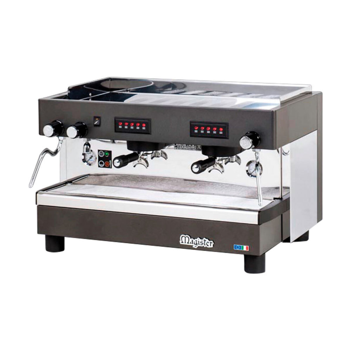 magister Siebträgermaschine, 2-gruppig, automatisch, HRC, 4,5 kW 76x49.2x52.5 cm (BxHxT); silber/schwarz