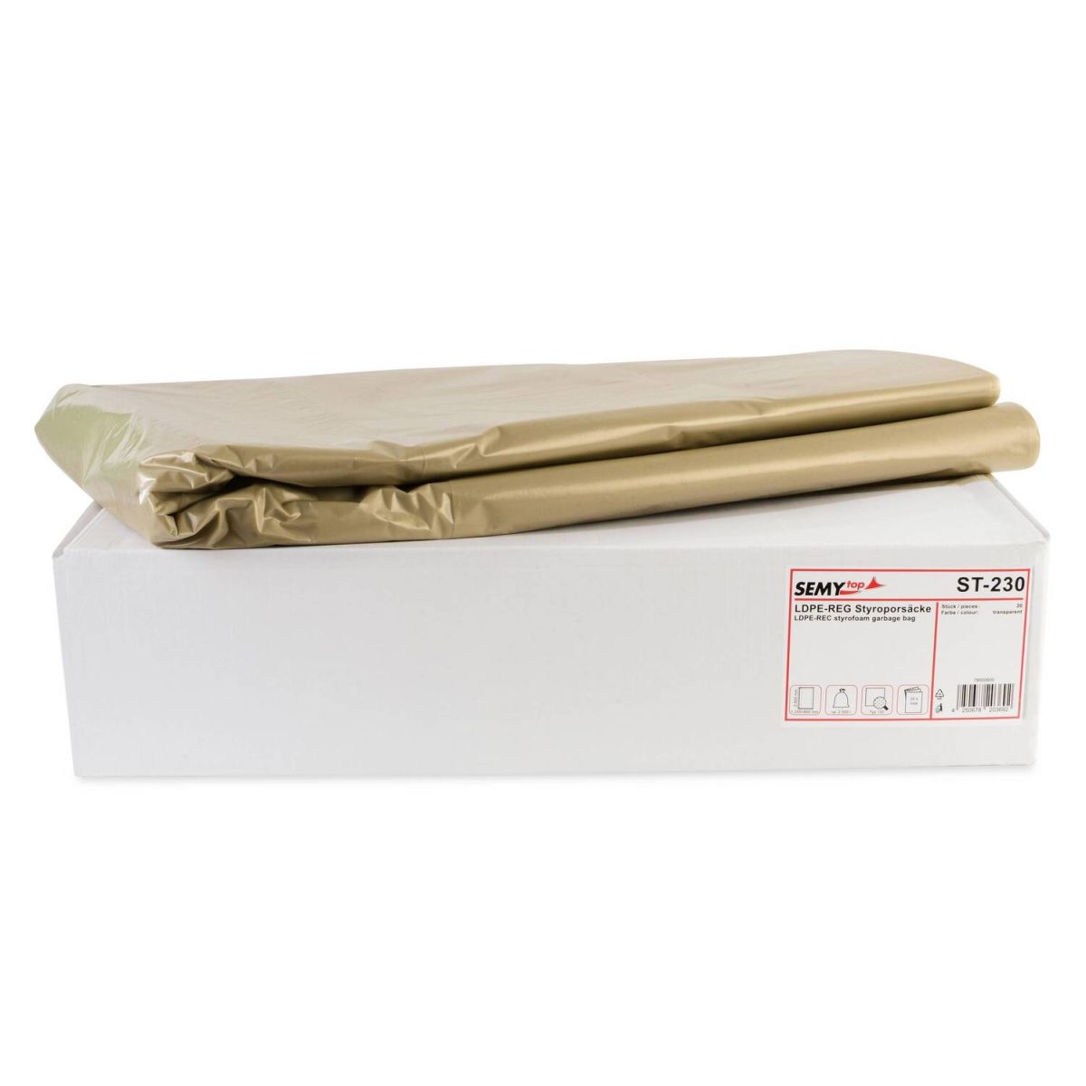Plock LDPE-Reg. Styroporsäcke, transparent, Typ 100, ca. 2.500 l 260 cm (H); transparent; 20 Stück / Pack