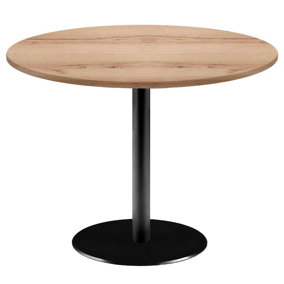 RestooTab Tisch Rome XL rund - Dekor Holz 75x120 cm (HxØ); Platte eiche/natur, Gestell schwarz; rund