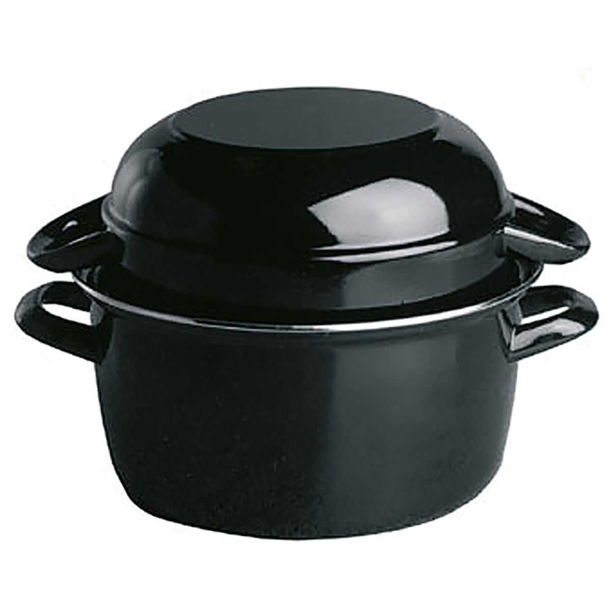 APS Servier-Muscheltopf, schwarz emailliertes Stahlblech; 4000 ml, 33x26.5x24x20 cm (LxBxØxH); schwarz