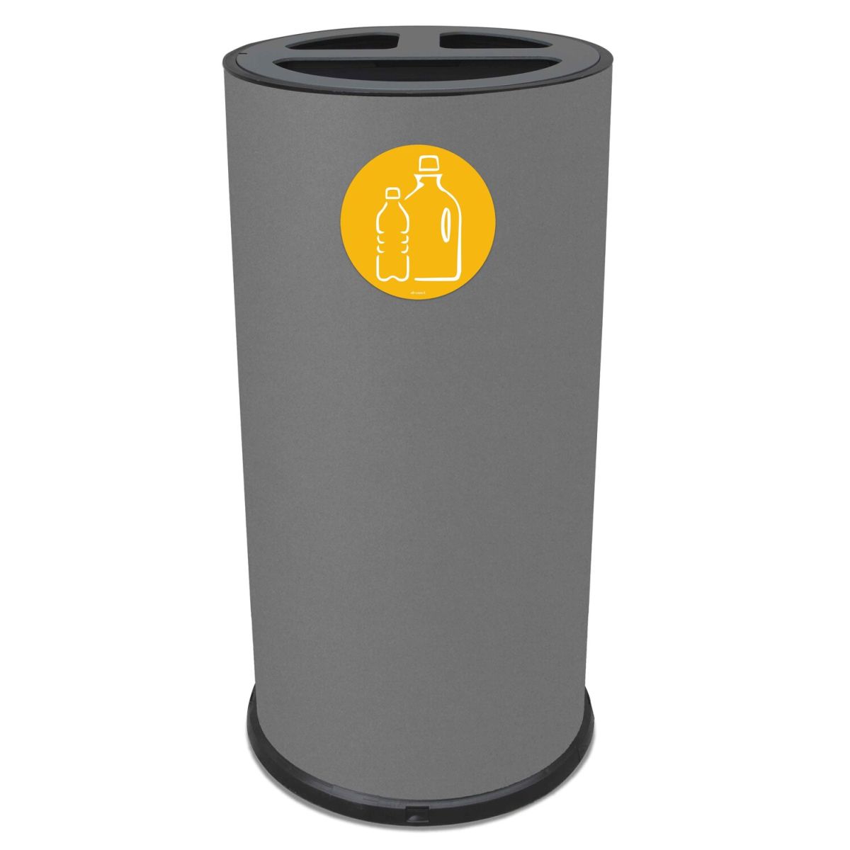 STIL CASA Recyclingbehälter, Stahl lackiert, drei Fächer, magnetisches Piktogramm 70 l, 35x35x35x72 cm (LxBxØxH); grau