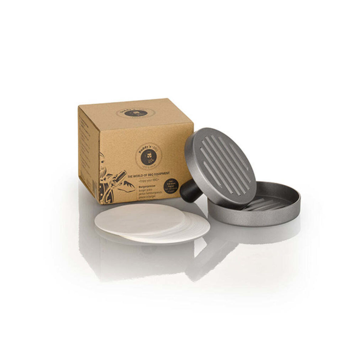 Buddy’s Bar Burgerpresse, Aluminium; 12x12x8.5 cm (LxBxH); silber