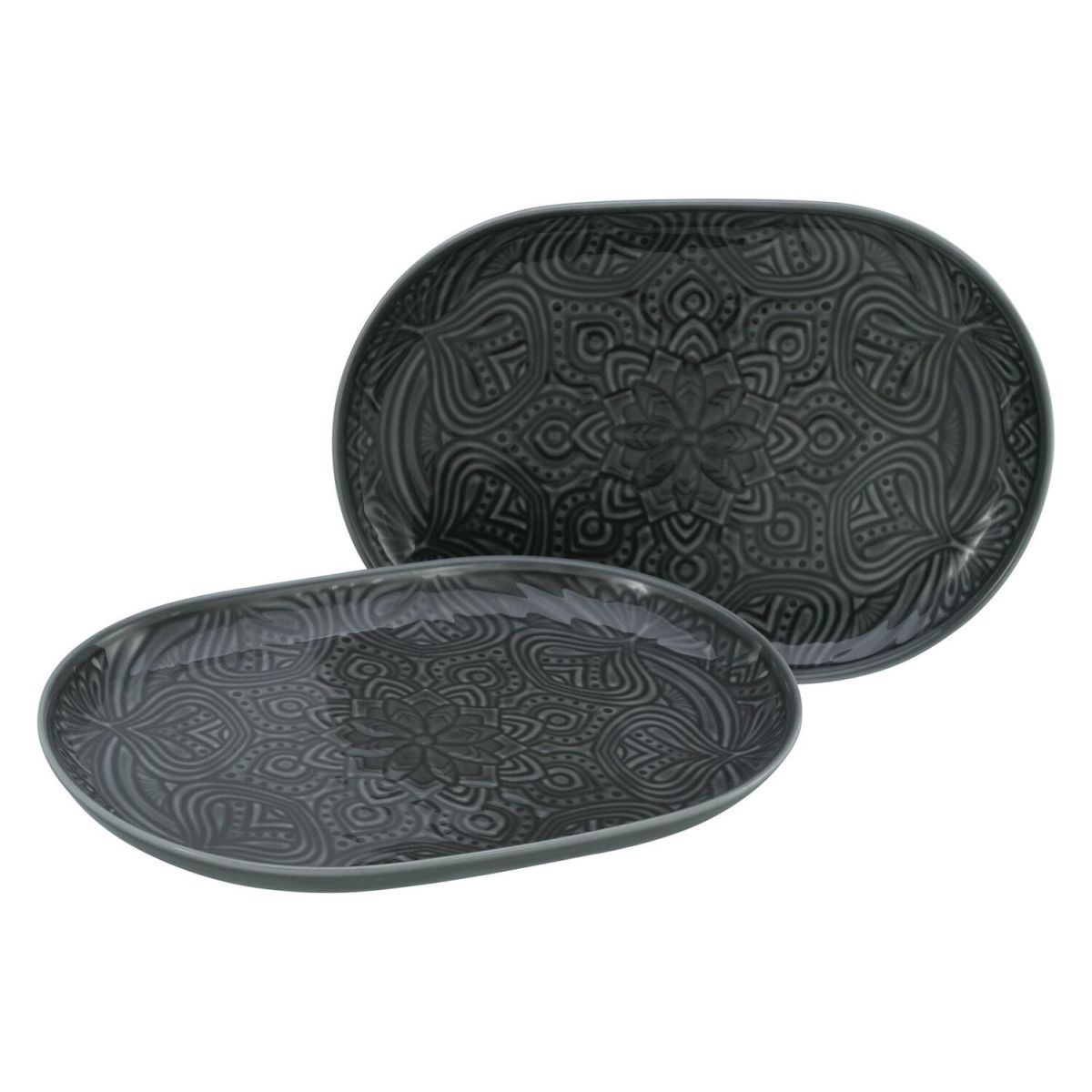 CreaTable Orient Mandala Rot - Plattenset 2-tlg 28x19.5x2.5 cm (LxBxH); steingrau; oval; 2 Stück / Pack